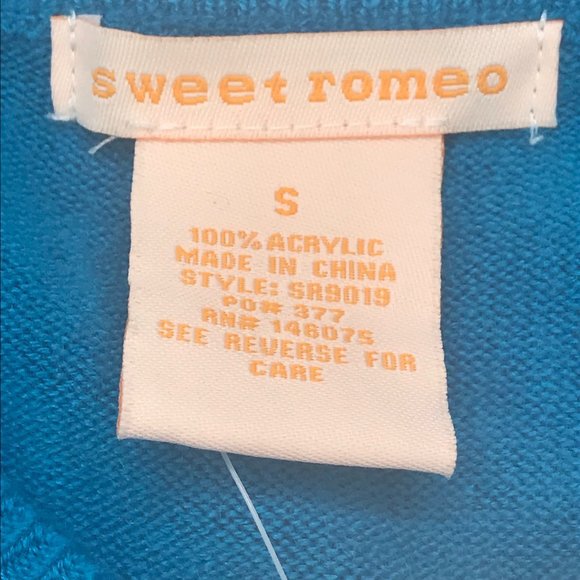 Sweet Romeo Women's Sweater V Neck Size Small Blue New With Tags - Picture 4 of 14
